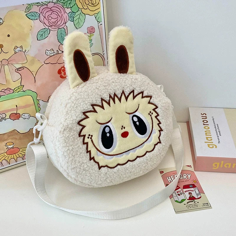Sac bandoulière Labubu en peluche – white