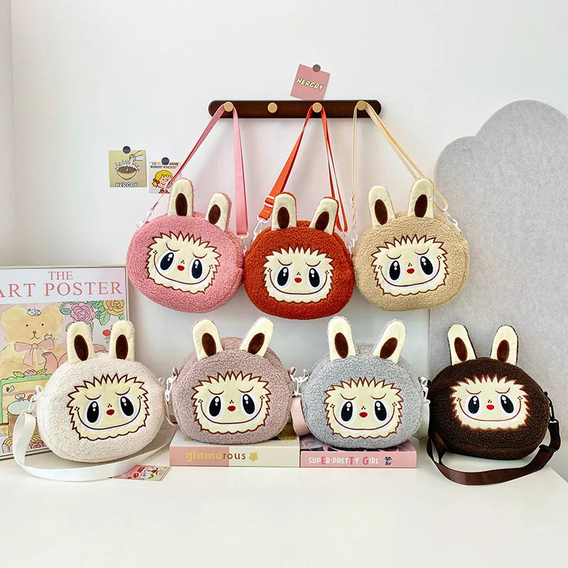 Sac bandoulière Labubu en peluche – Marron