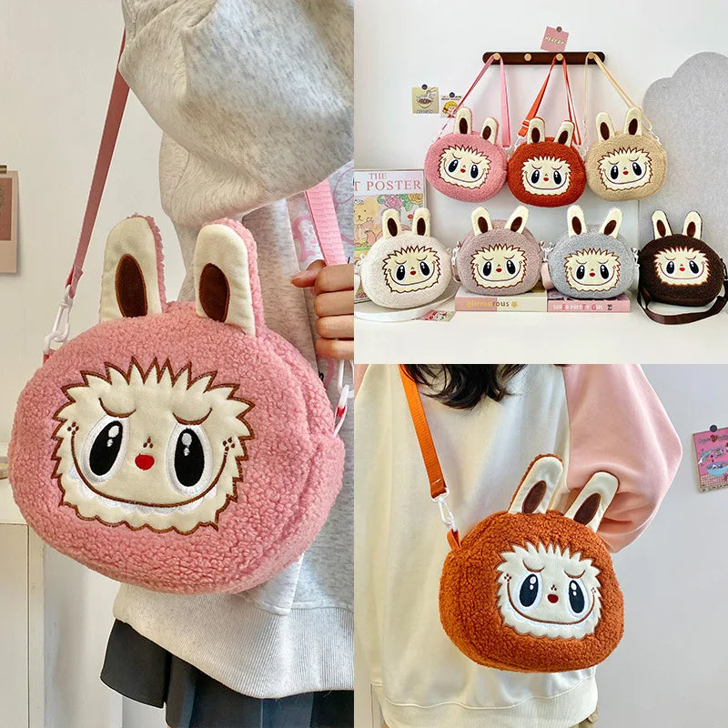 Sac bandoulière Labubu en peluche – white